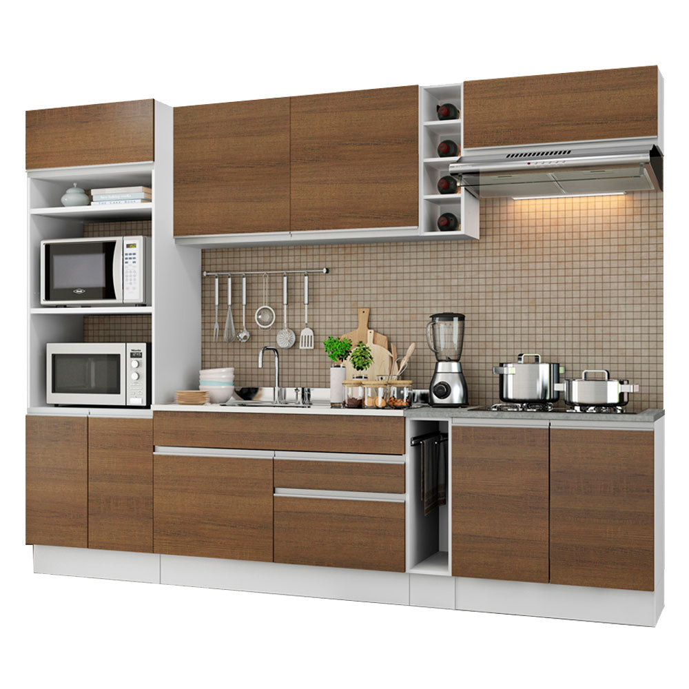 Cocina Integral Vicenza 2.90 Metros Blanco/Marrón