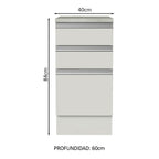 Mueble de Cocina Bajo Glamy 3 Cajones 40 cm x 60 cm con Encimera Blanco
