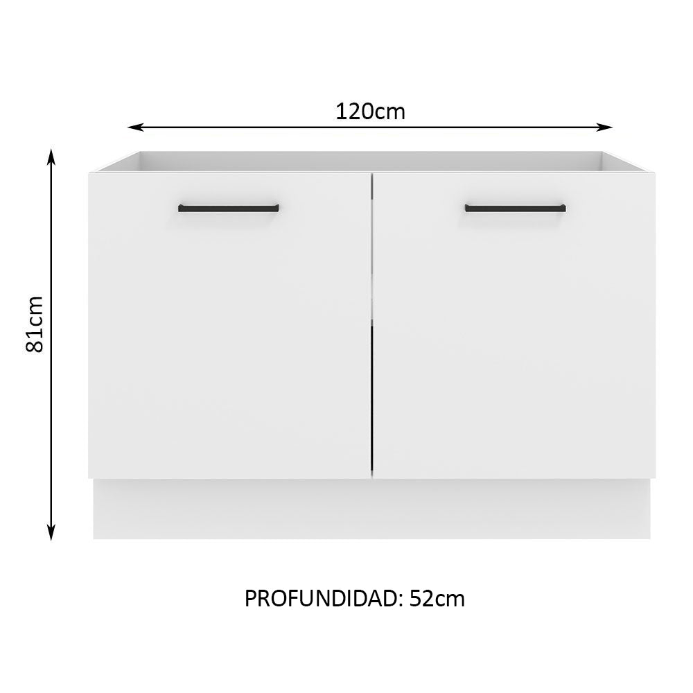 Mueble de Cocina Bajo Agata 1.20 m 2 Puertas Blanco