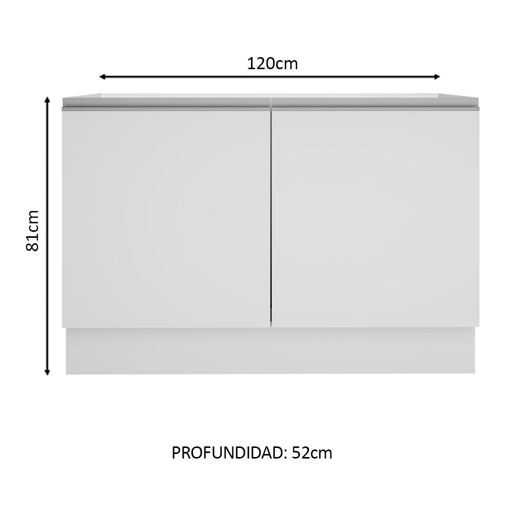 Mueble de Cocina Bajo Glamy 1.20 Metros 2 Puertas Blanco