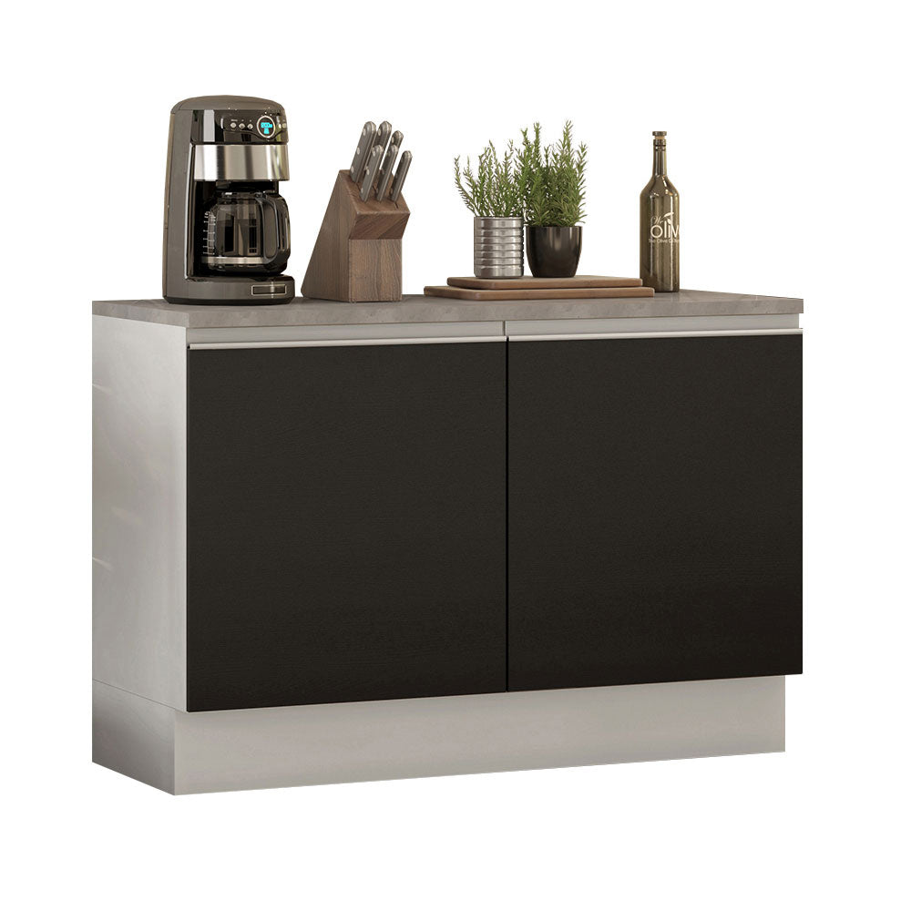 Mueble de Cocina Bajo Glamy 1.20 m 2 Puertas con Encimera Blanco/Negro