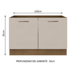 Gabinete Bajo de Lavaplatos 120cm 1 Puerta 2 Cajones Marrón/Crema (Sin Mesón y Sin Lavaplatos) Agata