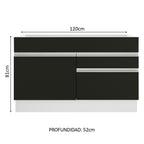 Gabinete Bajo de Lavaplatos 120cm 1 Puerta 2 Cajones Blanco/Negro (Sin Mesón y Sin Lavaplatos) Glamy