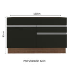 Gabinete Bajo de Lavaplatos 120cm 1 Puerta 2 Cajones Marrón/Negro (Sin Mesón y Sin Lavaplatos) Glamy