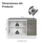 Mueble de Cocina Bajo Vik 1.20 m 2 Puertas 3 Cajones con Encimera Blanco/Gris
