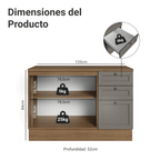 Mueble de Cocina Bajo Vik 1.20 m 2 Puertas 3 Cajones con Encimera Marrón/Gris