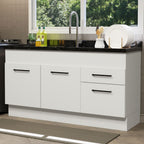Mueble de Cocina Bajo Agata 1.50 m 2 Puertas 2 Cajones Blanco
