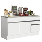 Mueble de Cocina Bajo Glamy 1.50 m 2 Puertas 2 Cajones con Encimera Blanco
