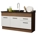 Mueble de Cocina Bajo Agata 1.50 m 2 Puertas 2 Cajones Marrón/Blanco