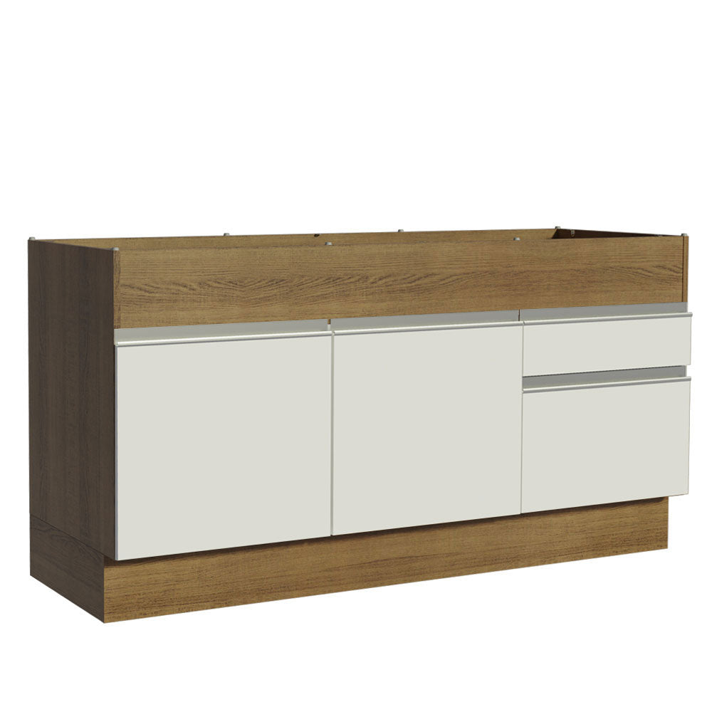 Mueble de Cocina Bajo Glamy 1.50 m 2 Puertas 2 Cajones Marrón/Blanco