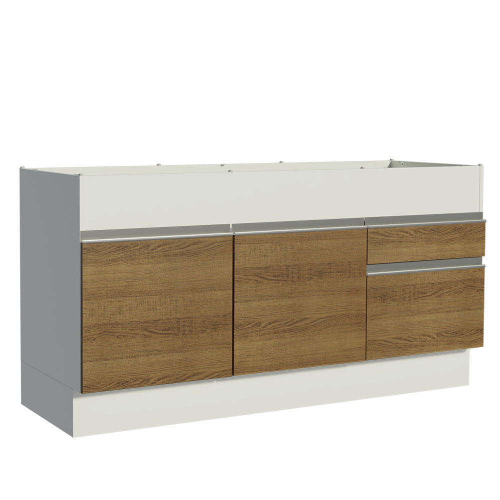 Mueble de Cocina Bajo Glamy 1.50 m 2 Puertas 2 Cajones Blanco/Marrón