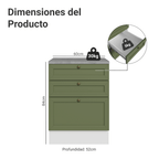 Mueble de Cocina Bajo Vik 60 cm 3 Cajones Blanco/Verde