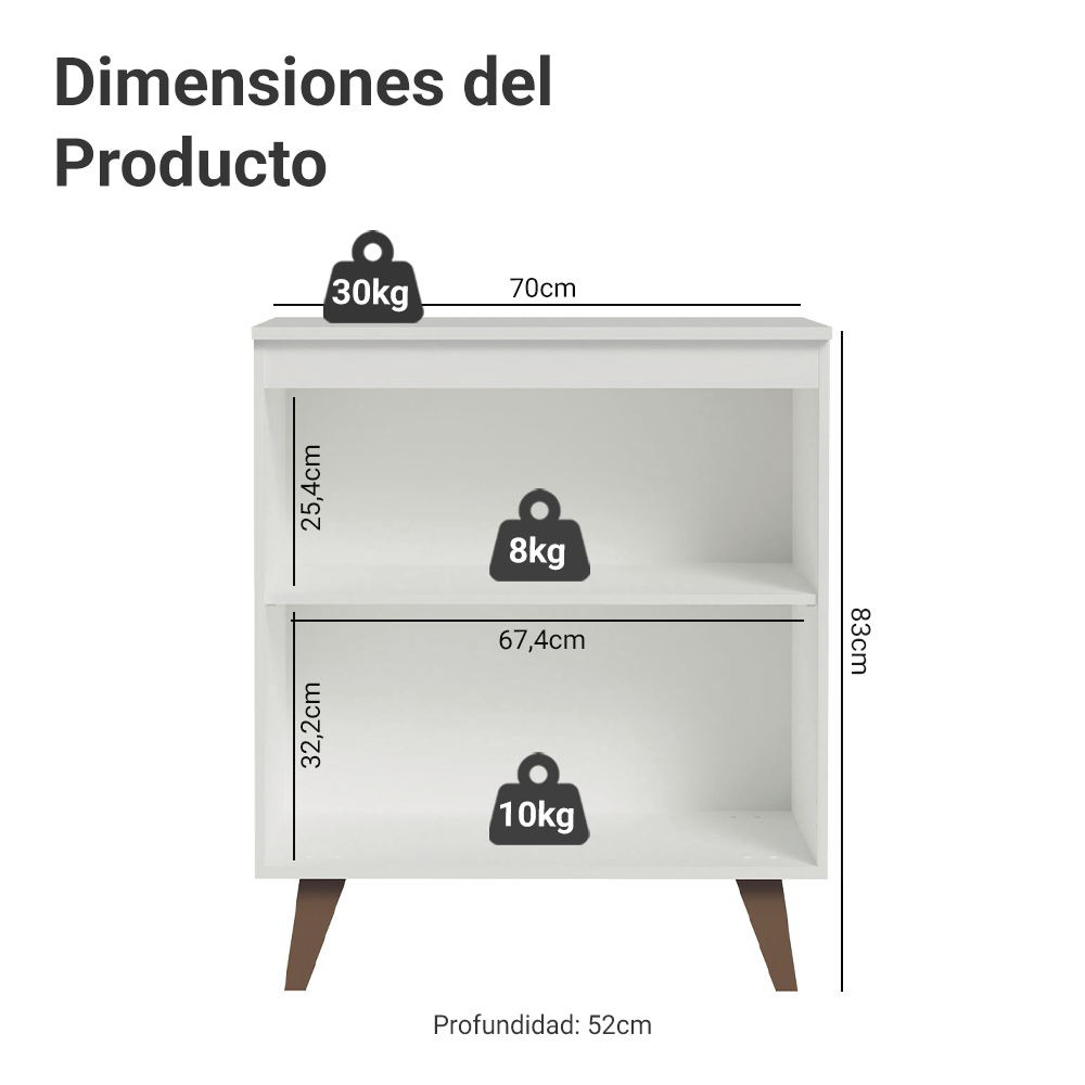 Mueble de Cocina Bajo Reims 70 cm 2 Puertas Blanco