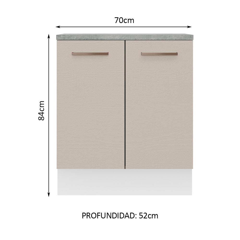 Mueble de Cocina Bajo Agata 70 cm 2 Puertas Blanco/Crema