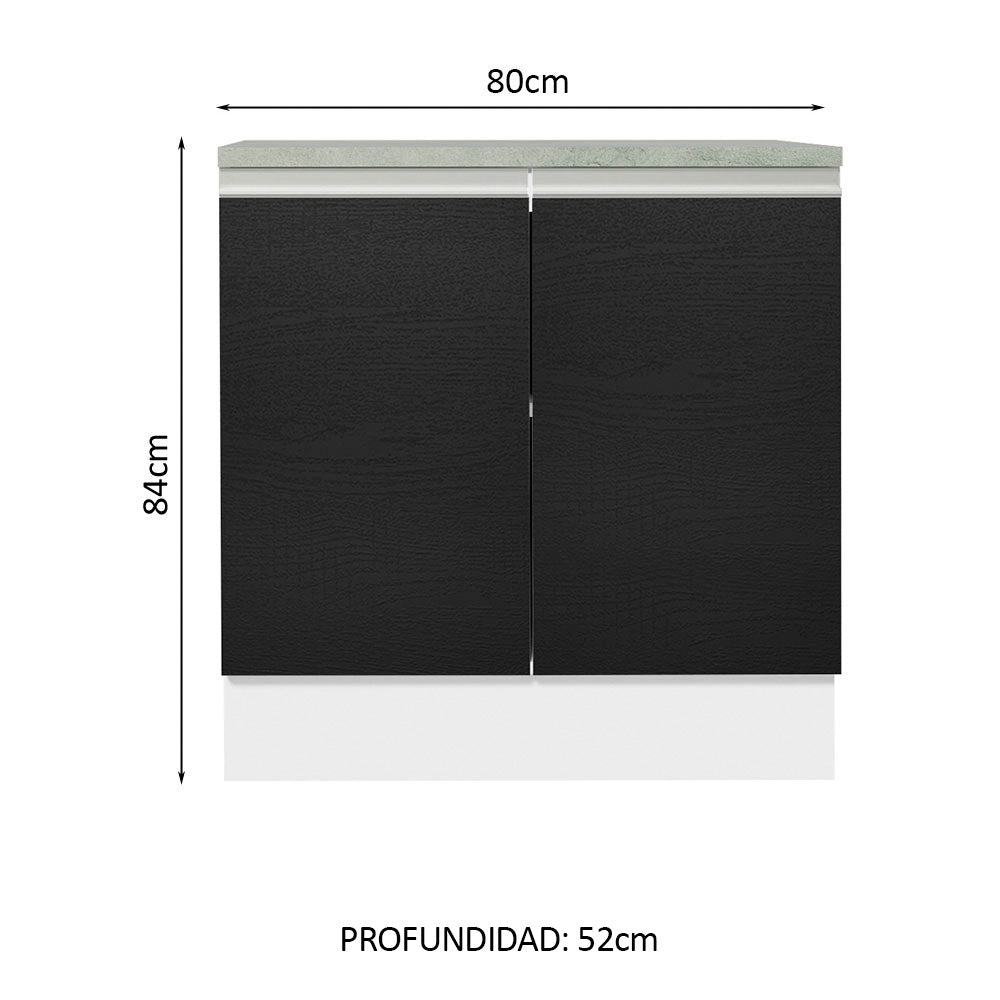 Mueble de Cocina Bajo Glamy 80 cm 2 Puertas Blanco/Negro