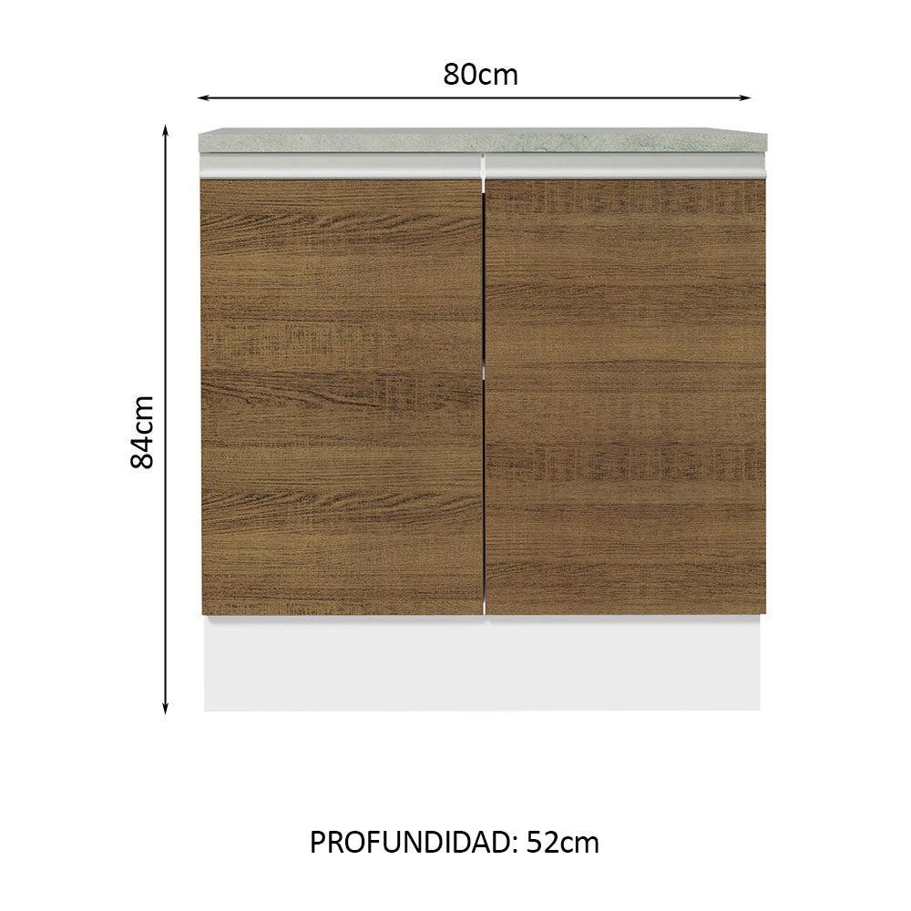 Mueble de Cocina Bajo Glamy 80 cm 2 Puertas Blanco/Marrón