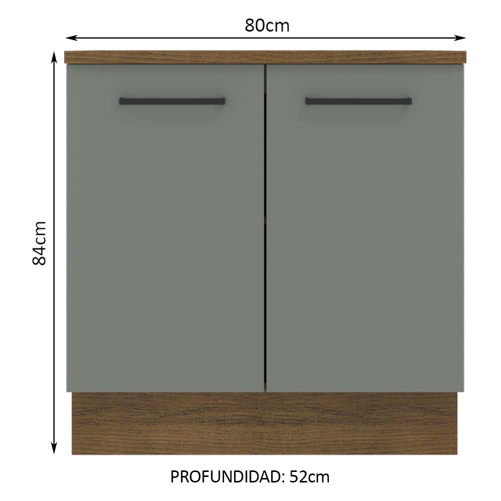 Mueble de Cocina Bajo Agata 80 cm 2 Puertas Marrón/Gris