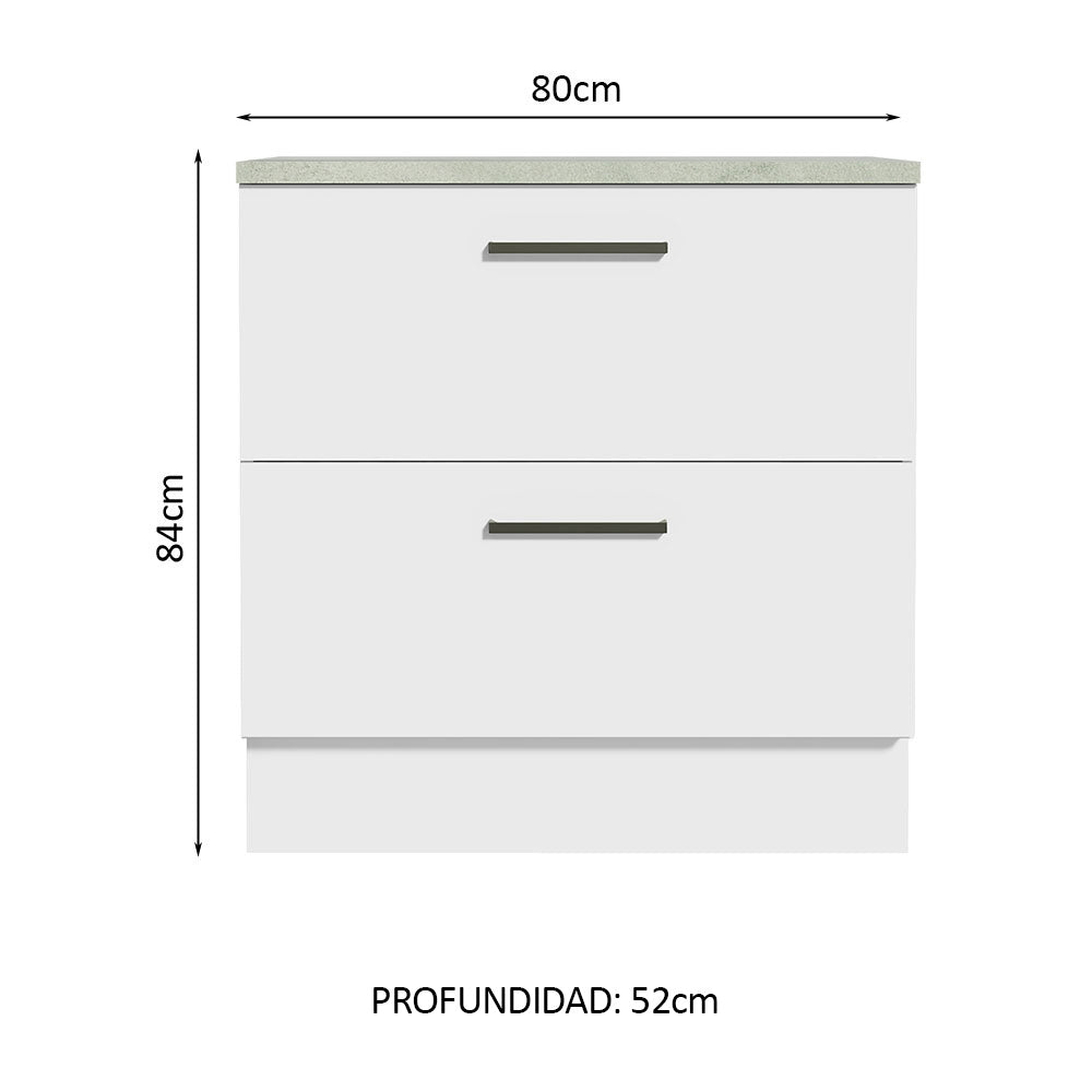 Mueble de Cocina Bajo Agata 80 cm 2 Cajones Blanco