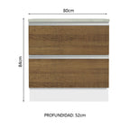 Mueble de Cocina Bajo Glamy 80 cm 2 Cajones Blanco/Marrón