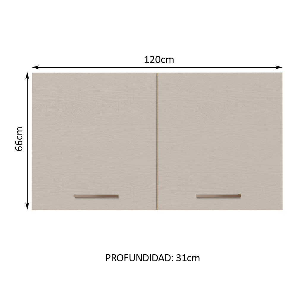 Mueble de Cocina Superior 120 cm 2 Puertas Marrón/Crema Agata Madesa