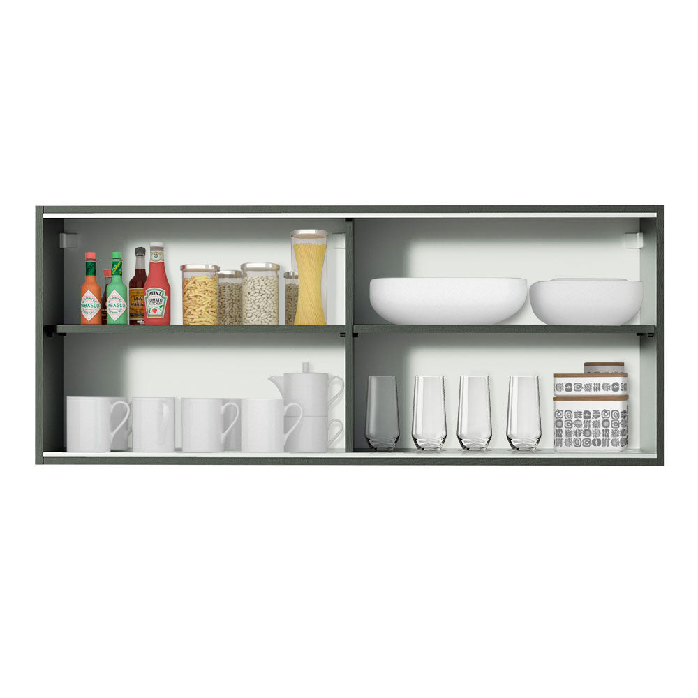 Mueble de Cocina Superior Reims 1.20 m 2 Puertas Corredizas de Cristal Reflex Negro