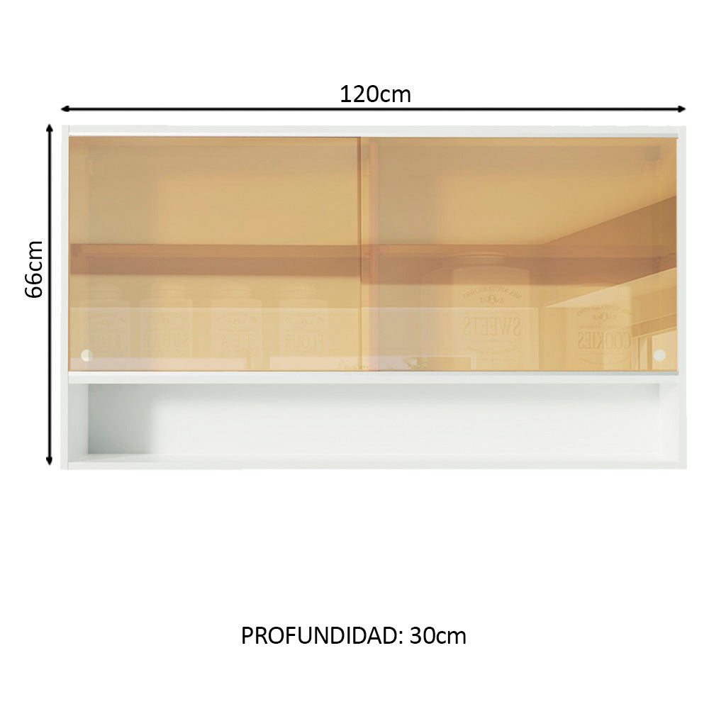 Mueble de Cocina Superior 1.20m 2 Puertas Corredizas de Cristal Reflex