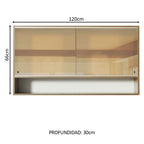 Mueble de Cocina Superior Glamy 1.20 m 2 Puertas Corredizas de Cristal Reflex 1 Nicho Marrón