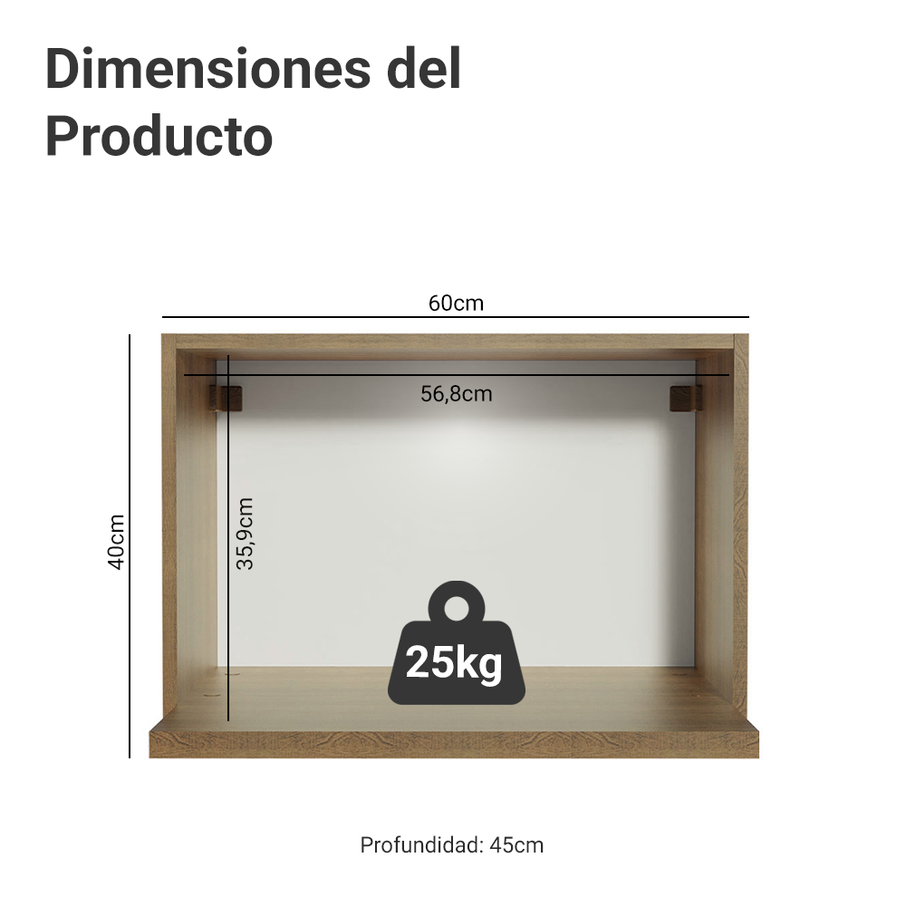 Mueble de Cocina Superior para Hornos Glamy 60 cm Marrón