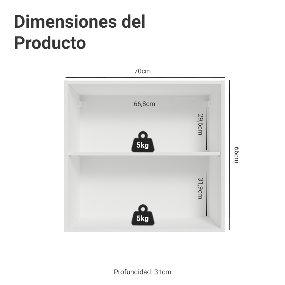 Mueble de Cocina Superior Vik 70 cm 2 Puertas Blanco/Gris