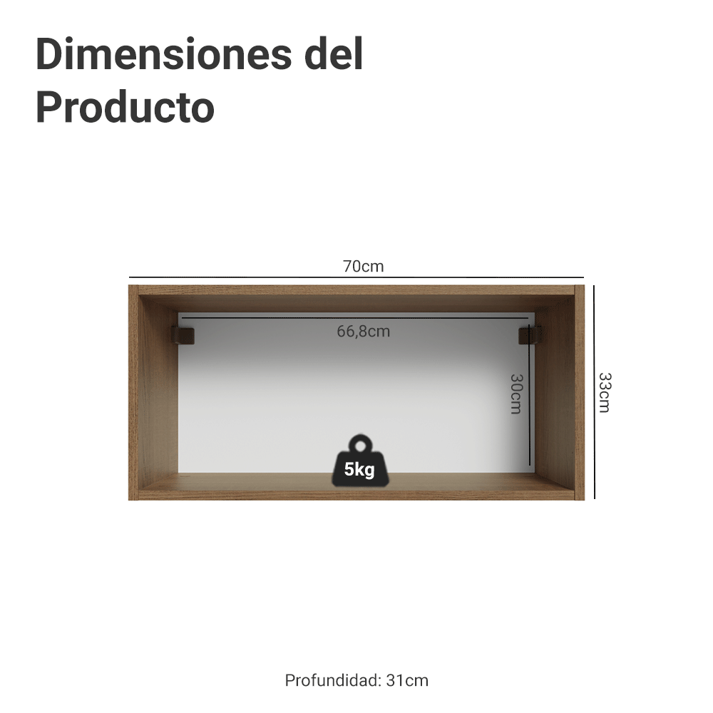 Mueble de Cocina Superior Vik 70 cm 1 Puerta Abatible MarrónGris
