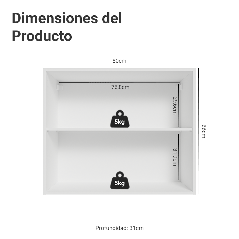 Mueble de Cocina Superior Vik 80 cm 2 Puertas Blanco/Gris