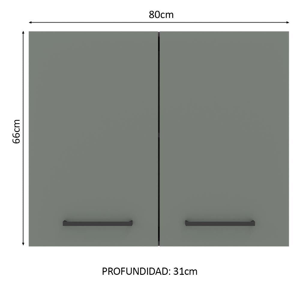 Mueble de Cocina Superior Agata 80 cm 2 Puertas Marrón/Gris