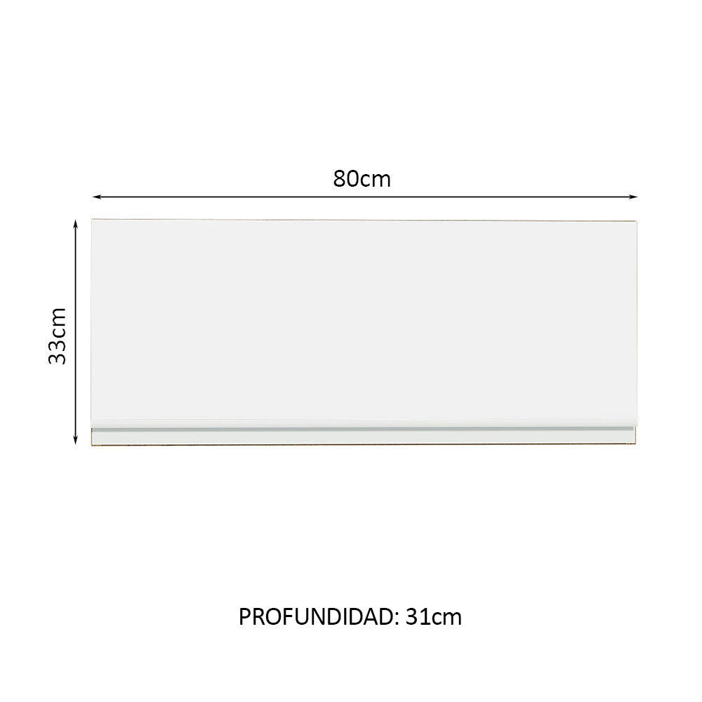 Mueble de Cocina Superior Glamy 80 cm 1 Puerta Abatible Marrón/Blanco