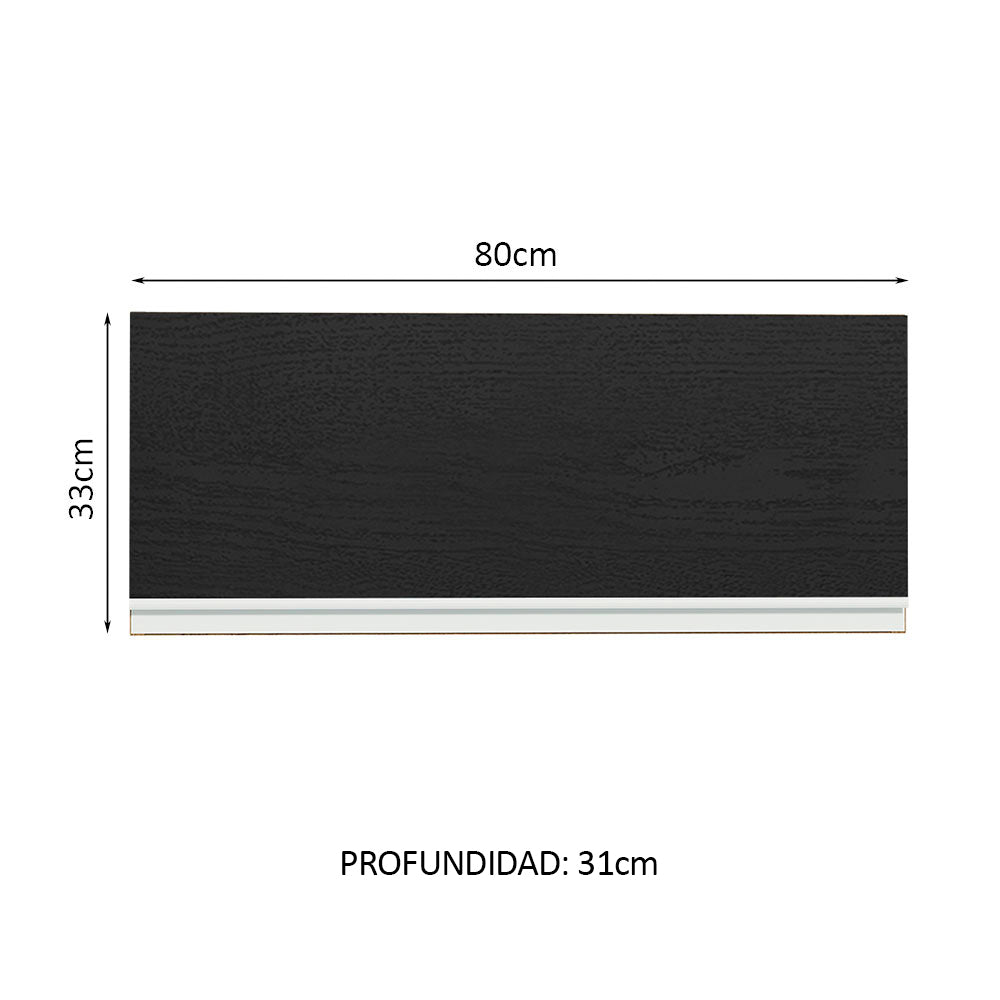 Mueble de Cocina Superior Madesa Glamy 80 cm 1 Puerta Abatible Marrón/Negro