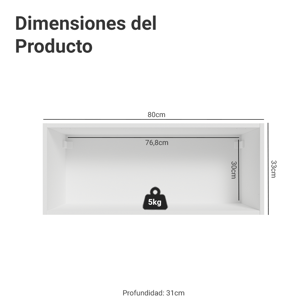 Mueble de Cocina Superior Vik 80 cm 1 Puerta Abatible Blanco/Gris