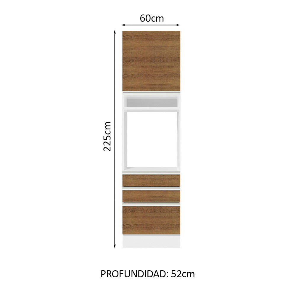 Mueble de Cocina para Hornos Glamy 60 cm Blanco/Marrón