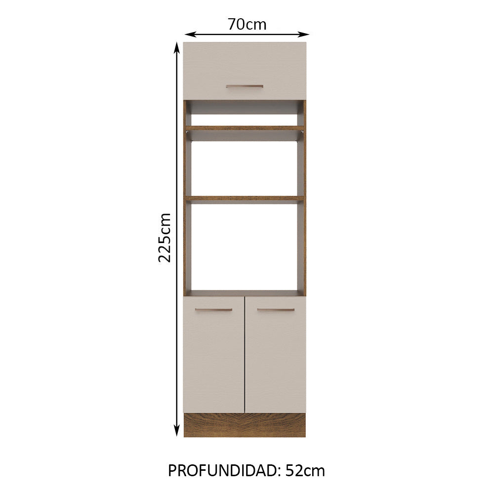 Mueble de Cocina para Horno 70 cm 3 Puertas Marrón/Crema Agata