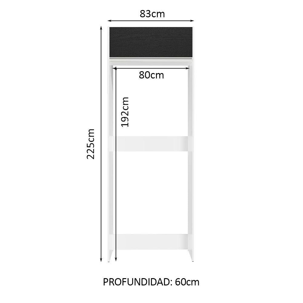 Mueble de Cocina para Nevera Glamy 1 Puerta Abatible Blanco/Negro