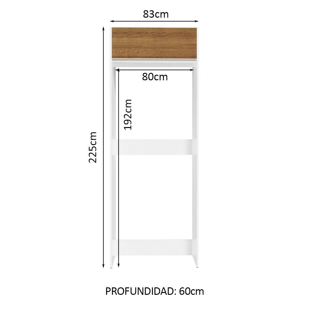 Mueble de Cocina para Nevera Glamy 1 Puerta Abatible Blanco/Marrón