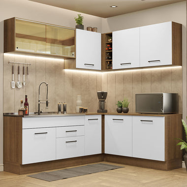 Cocina Integral de Esquina Agata 3.90 m Marrón/Blanco 01