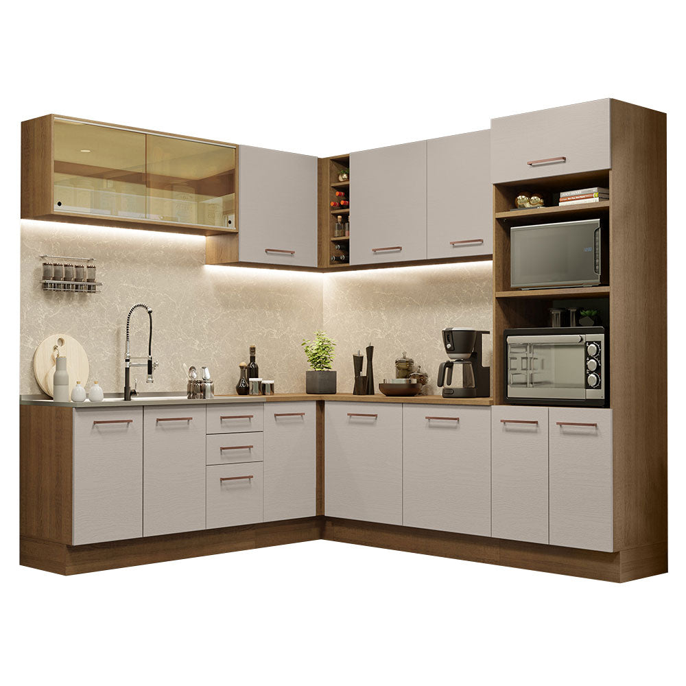 Cocina Integral de Esquina Agata 4.60 m Marrón/Crema 01