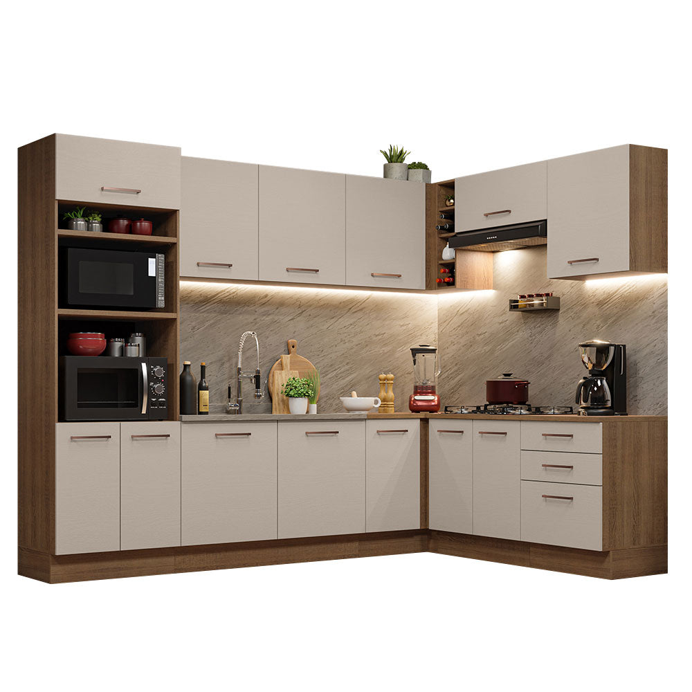 Cocina Integral de Esquina Agata 4.80 m Marrón/Crema 01
