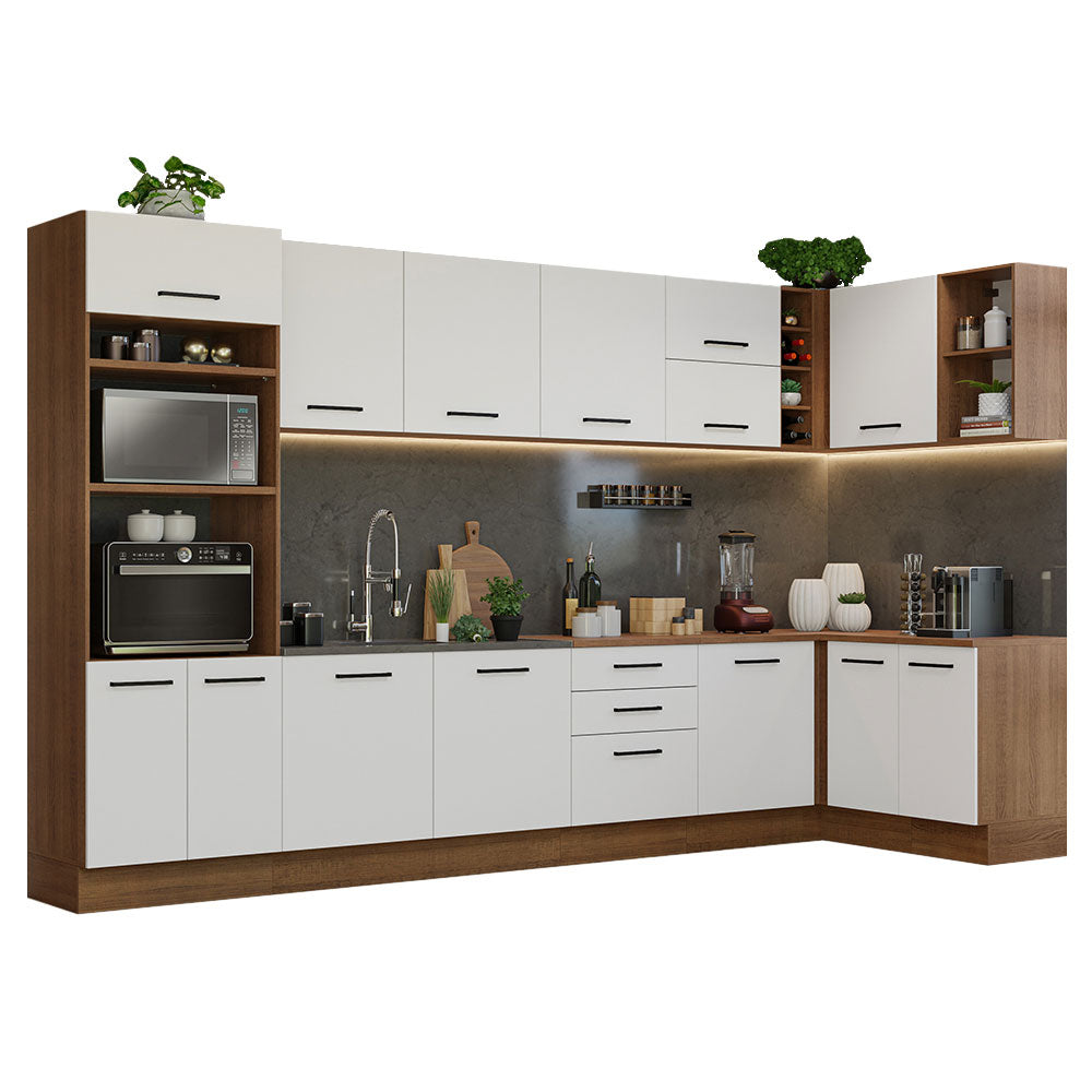 Cocina Integral de Esquina Agata 5.00 m Marrón/Blanco 01