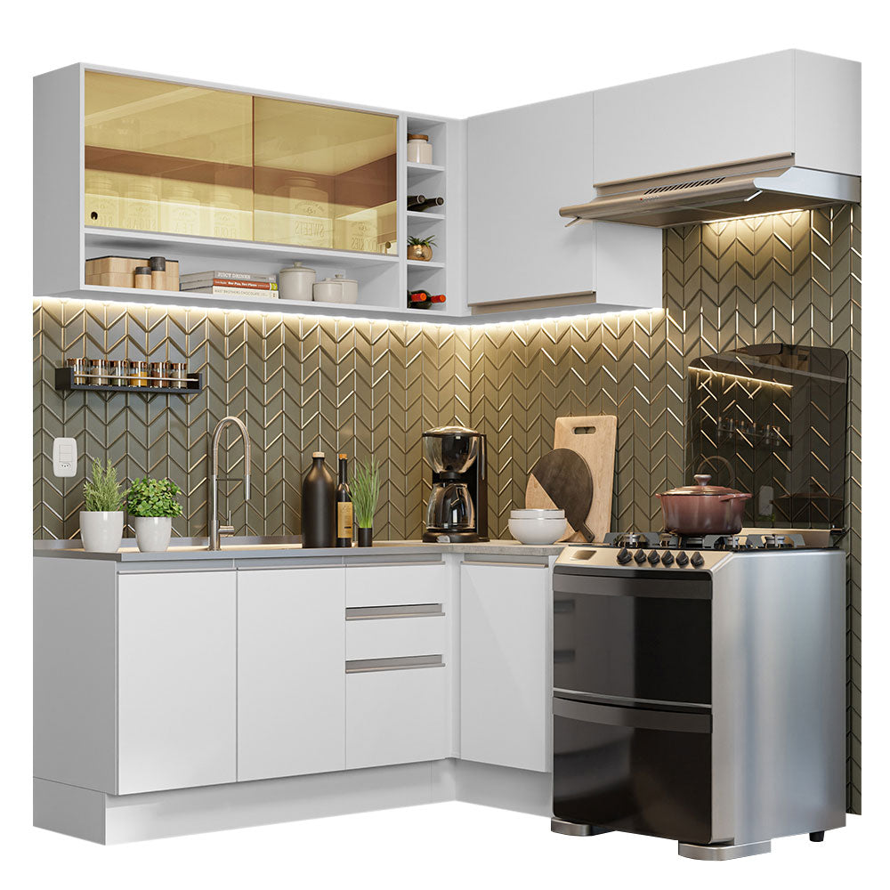 Cocina Integral de Esquina Glamy 3.50 m Blanco 06