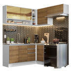 Cocina Integral de Esquina Glamy 3.50 m Blanco/Marrón 06
