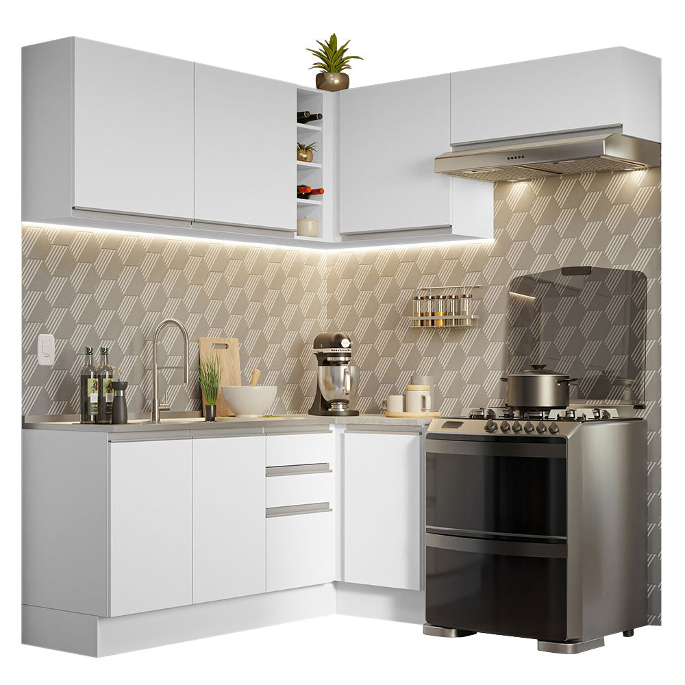 Cocina Integral de Esquina Glamy 3.50 m Blanco 07