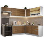 Cocina Integral de Esquina Glamy 4.70 m Blanco/Marrón 01