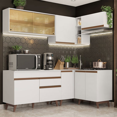 Cocina Integral de Esquina Reims 3.30 m con Encimera Blanco 02