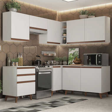 Cocina Integral de Esquina Reims 3.90 m con Encimera Blanco 01
