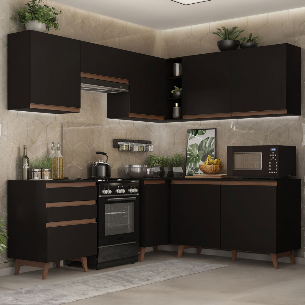 Cocina Integral de Esquina Reims 3.90 m con Encimera Negro 01